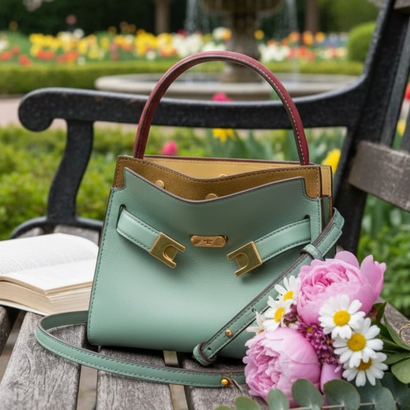 Tory Burch Handbags - NEW Tory Burch Lee Radziwill Rivulet Blue Leather Petite Double Bag/Shoulder Bag